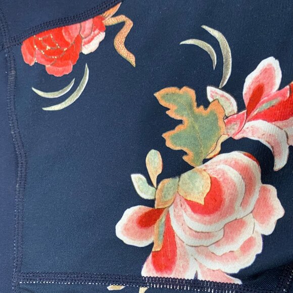 Athleta Gilded Tux‎ Chaturanga Floral Navy Blue Tight Size S - Picture 4 of 10